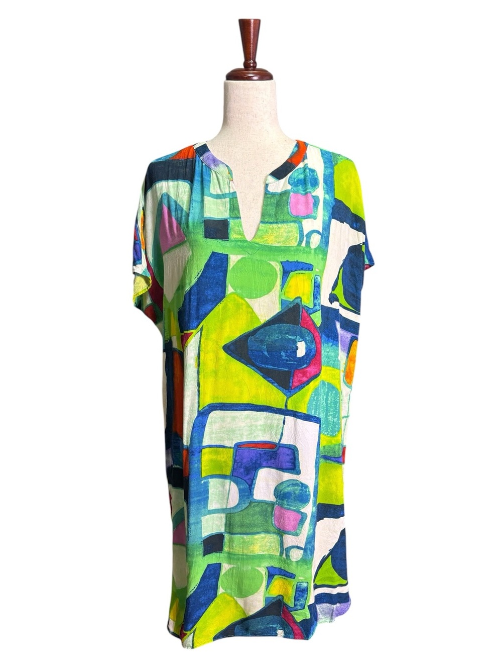 Jams World Aztec Candle Rayon Shift Dress Hawaii Art Print Size XL